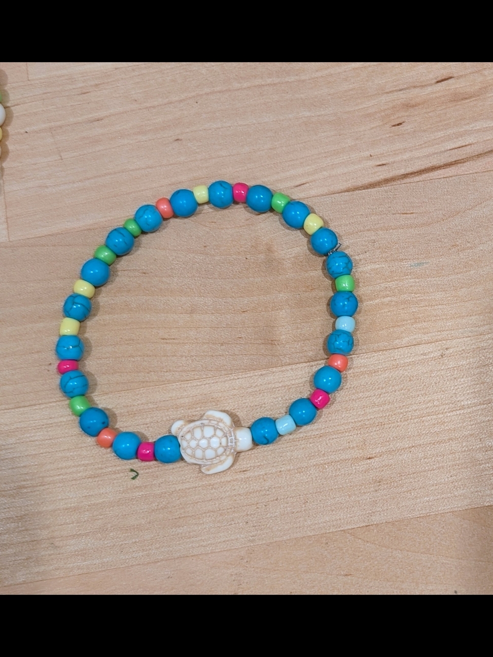 Multicolor Beaded Turtle Charm Bracelet
